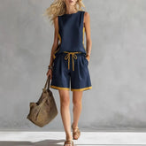 Ingvn Casual Loose Shorts Sets Women Summer Fashion Sleeveless Tank Tops And Short Pants 2 Piece Set Woman Outfits Elegant