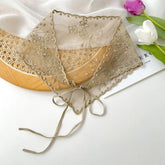 Ingvn Casual Vintage Lace Flower Hair Scarf Cute Thin White Bandanas for Women Chic Style Bohemian Triangle Head Scarf Photography