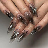 3D Pearl Shell Fantasy Polarized French Almond Shape False Nails Summer Detachable Finished Fake Nails Press on Nails with Glue