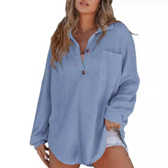 Ingvn Spring Summer Women's Clothing Short Sleeve Waffle Knit Casual Wear Regular Fit Polyester Button Up Shirt For Ladies