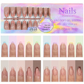 3 In 1 False Nail Press On Acrylic Nails 5 Colors/box French Style Removable Wearing Full Cover Tips For Manicure Art Decoration