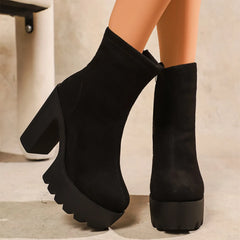 Ingvn women's autumn /winter new waterproof platform thick heel super high heels women's boots suede warm short boots low boots