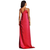 Ingvn Women One Shoulder Sleeveless Solid Holiday Dress Elegant Ladies Spring Summer Maxi Dress Sexy Backless Party Dress Vestidos