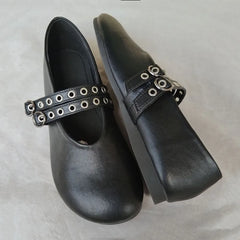 Ingvn Fashion Rivet Strap Buckle PU Women Ballet Flats Comfor Soft Soles Spring Autumn Lazy Loafers Casual Girls Dance Shoes
