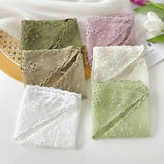 Ingvn Casual Vintage Lace Flower Hair Scarf Cute Thin White Bandanas for Women Chic Style Bohemian Triangle Head Scarf Photography