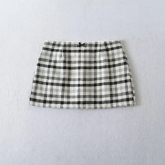 Ingvn 2 colors Autumn High Waist Tweed Colored Plaid Skirt Women Back Zipper Package Hips A lined Mini Skater Party Femme