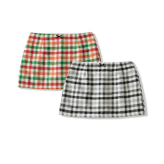 Ingvn 2 colors Autumn High Waist Tweed Colored Plaid Skirt Women Back Zipper Package Hips A lined Mini Skater Party Femme