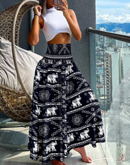 Ingvn Fashion Cotton Women Floral Print Skirt Side Tie Beach Skirts Summer High Waist Wrap Flower Long Skirt