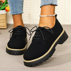 Ingvn Women's Shoes New Fashionable Spring Autumn Sneakers Versatile Female Casual Flat Retro Lace-up Loafer Non Slip Wear Resistant