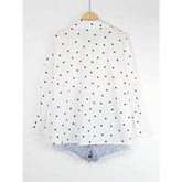 Ingvn Plus Size 1XL-5XL Women's Fashion Spring Autumn Polka Dot Shirt Blouse Ladies Simple Basic Lapel Long-sleeved Shirt for Women