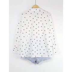 Ingvn Plus Size 1XL-5XL Women's Fashion Spring Autumn Polka Dot Shirt Blouse Ladies Simple Basic Lapel Long-sleeved Shirt for Women