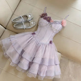 Ingvn Summer New Sweet Y2k Mini Dress Korean Fashion Casual Princess Dress Harajuku Elegant Sleeveless Dress Woman