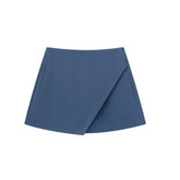 Ingvn Plain Candy color Women Fashion Asymmetrical Shorts Skirts High Waist Back Pockets Side Zipper Vintage Female Skort