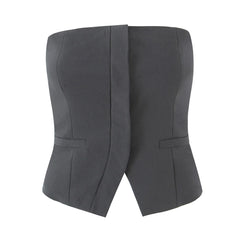 Ingvn 3 colors Sexy Slash Collar Strapless Corset Center Open Buttons Camisole Tank Top Backless Cropped Women asymmetric Camis Top