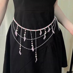 Ingvn Trendy Metal Waist Chains Dress Accessories Elegant Belly Chain Waistband Versatile Advanced Body Jewelry for Women