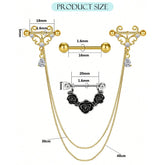 Ingvn 2Pairs Stainless Steel Nipple Rings, 14G Straight Barbell Dangle CZ Nipple Rings For Women Body Piercing Jewelry, Daily Wear