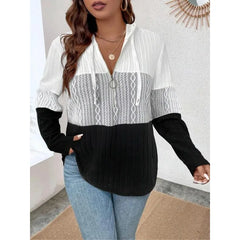 Ingvn Plus Size 1XL-5XL Women Fashion Hooded Zipper Full Sleeve Tops Ladies Elegant Tees T-Shirts Drawstring Casual Streetwear