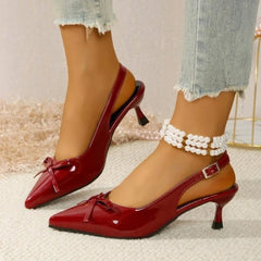 Ingvn Women's Shoes Pointed Toe High Heels Comfortable Thin Heel Bow Sandals Elegant Spring Summer Pumps Shoes Zapatos Mujer