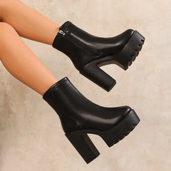 Ingvn women's autumn /winter new waterproof platform thick heel super high heels women's boots suede warm short boots low boots