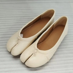Ingvn Split Toe Women Ballet Flats Fashion Tabi Shoes Casual Slip-on Loafers Ladies Pleated Leather Espadrilles Zapatillas Mujer
