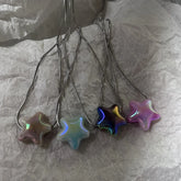 Ingvn Goth Harajuku Sweet Cool Colorful Star Heart Pendant Necklace For Women Choker Cute Y2k Transparent Love Y2k 45cm