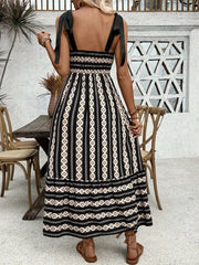 Ingvn Summer Spring Women's Clothing Striped Strap High Waist A Line Dress Polyester V Neck Sleeveless Slim Fit S