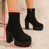 Ingvn women's autumn /winter new waterproof platform thick heel super high heels women's boots suede warm short boots low boots