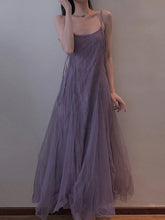 Ingvn Slimming Effect Purple Mesh Ankle-Length Dress Women's plus Size Strapless Gown Korean Style High Waist A-Line Skirt