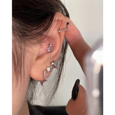 Ingvn Fashion Vintage Zircon Crystal Star Hoop Earrings for Women Silver Color Metal Earring Aesthetic Jewelry Wedding Accessories
