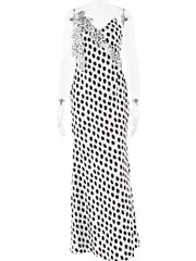 Ingvn Sexy Backless Print Dots Flower Women Maxi Dress Spaghetti Strap Evening Dress Autumn Skinny Elegant Party Clubwear