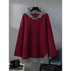 Ingvn Plus Size 1XL-5XL New Women's Casual Striped Long Sleeve Hoodies Pullover Both Comfort and Fashion Showcasing Youthful Vitality