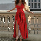 Ingvn Spring Women's Clothing Elegant Off Shoulder High Waist Maxi Dress For Woman Polyester Bodycon Sleeveless Solid Formal Gown