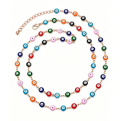 Ingvn Colorful Eyes Waist Chain Belt For Women Waist Body Chain Sexy Summer Belly Waist Chain Bikini Beach Waist Chain Jewelry 80+15cm