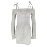 Ingvn Fashionable Sexy Knitted Wrap Dress New Cross-Border Double Shoulder Strap Close-Fitting Women's Dress