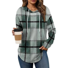 Ingvn - Women's Spring Autumn New Hooded Sweatshirt Leopard Print Plaid Stripe Print Trendy Versatile Fashion Casual Pullover Top