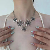 Ingvn Bohemian Accessories Patchwork Flowers Pendant Necklaces Korean Fashion Necklace Women Punk Jewelry Vintage Choker