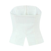 Ingvn 3 colors Sexy Slash Collar Strapless Corset Center Open Buttons Camisole Tank Top Backless Cropped Women asymmetric Camis Top
