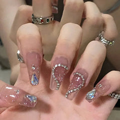 Ingvn 24Pcs Wearable Coffin Fake Nail Tips with Butterfly Camellia Designs Red Long Ballerina False Nails Press on Nails Art Manicure