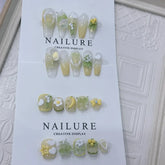 Ingvn 10pcs Handmade Finger Nails Spring Ready-made Artificial Nail Tips 3d Flowers Short False Nails Aesthetic press on Nails