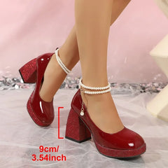 Ingvn Summer New Women Shoes Fashion Ankle Strap High Heels Round Toe Shoes New WomenHigh Heels