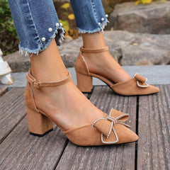 Ingvn Women's Sandals Summer Women High Heel Pointed Toe Buckle Strap Sweet Style Comfortable Evening Dress Banquet Wedding Shoes