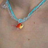 Ingvn Kpop Goth Goldfish Pendant Necklace for Women Resin Acrylic Boho Aesthetic Charm Y2K Handmade Beads Trendy Accessory