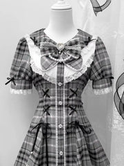 Ingvn Sweet Bow Slim Shorts Set Women Subcultural Y2k E-girls Mini Dress Tops Lolita Japanese Style Fashion Plaid Dress Suit Chic