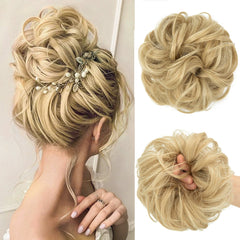 Ingvn Hair Bun Extensions Messy Curly Elastic Hair Scrunchies Hairpieces Synthetic Chignon Donut Updo Hair Pieces for Women