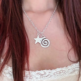Snail Spiral Star Pendant Classic Necklace for Women Vintage Silver Color Chain Y2K Simple Fashion Party Fashion Jewelry Gifts