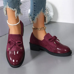 Ingvn Plus Size 36-43 Shoes for Women Spring Autumn Fashion Office Pumps Bow Tie Round Toe Square Heel Platform Shoes Zapatos De Mujer