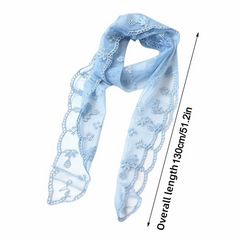 Ingvn Versatile Y2k Long Scarf Narrow Solid Color Floral Lace Scarf Headbands Women