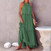 Ingvn European and American New Summer Vacation Style Long Dress with Big Sway Flowing Beach Skirt for Women