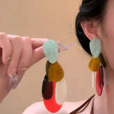 Ingvn Irregular Acrylic Geometric Oval Dangle Earrings for Women Personality Temperament Earring Simple Unique Charm Jewelry Travel