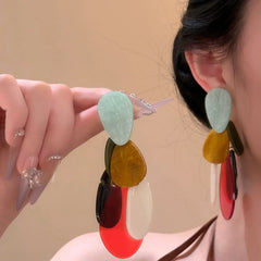 Ingvn Irregular Acrylic Geometric Oval Dangle Earrings for Women Personality Temperament Earring Simple Unique Charm Jewelry Travel